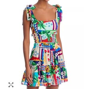 Aqua Blue and Pink Sleeveless Sundress